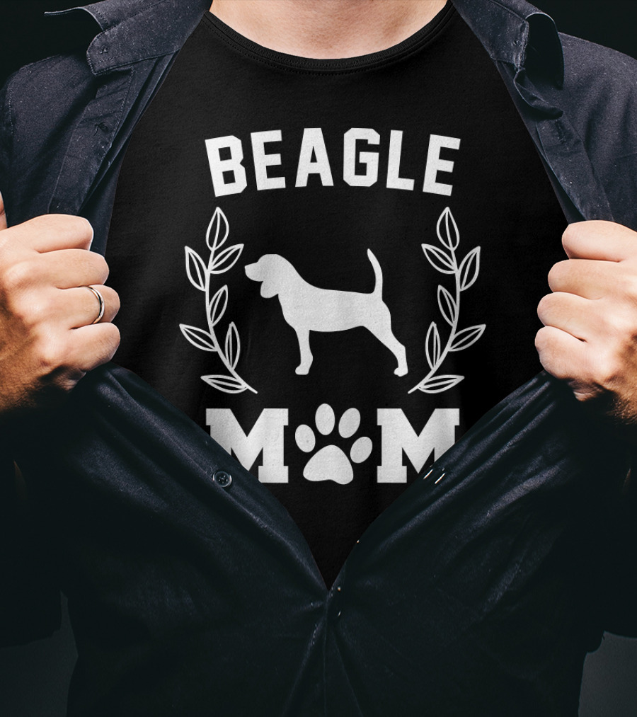 Beagle Mom Funny Beagle Dog Owner Paw Laurel T-Shirt