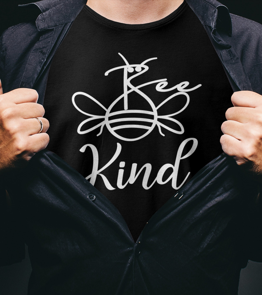 BEE Kind Bee Drawing Typography T-Shirt