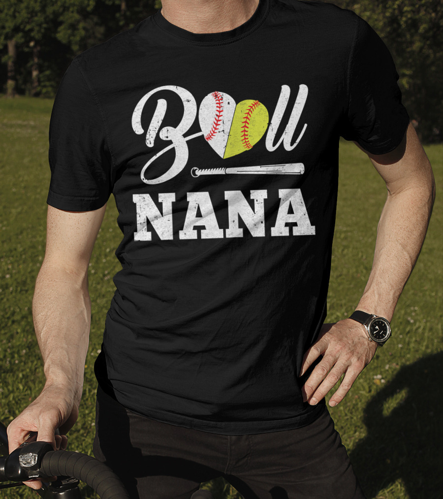 Ball Nana Heart Softball Baseball Bat T-Shirt
