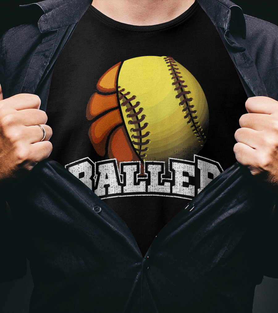 Baller Funny Girls Softball Basketball Combo T-Shirt