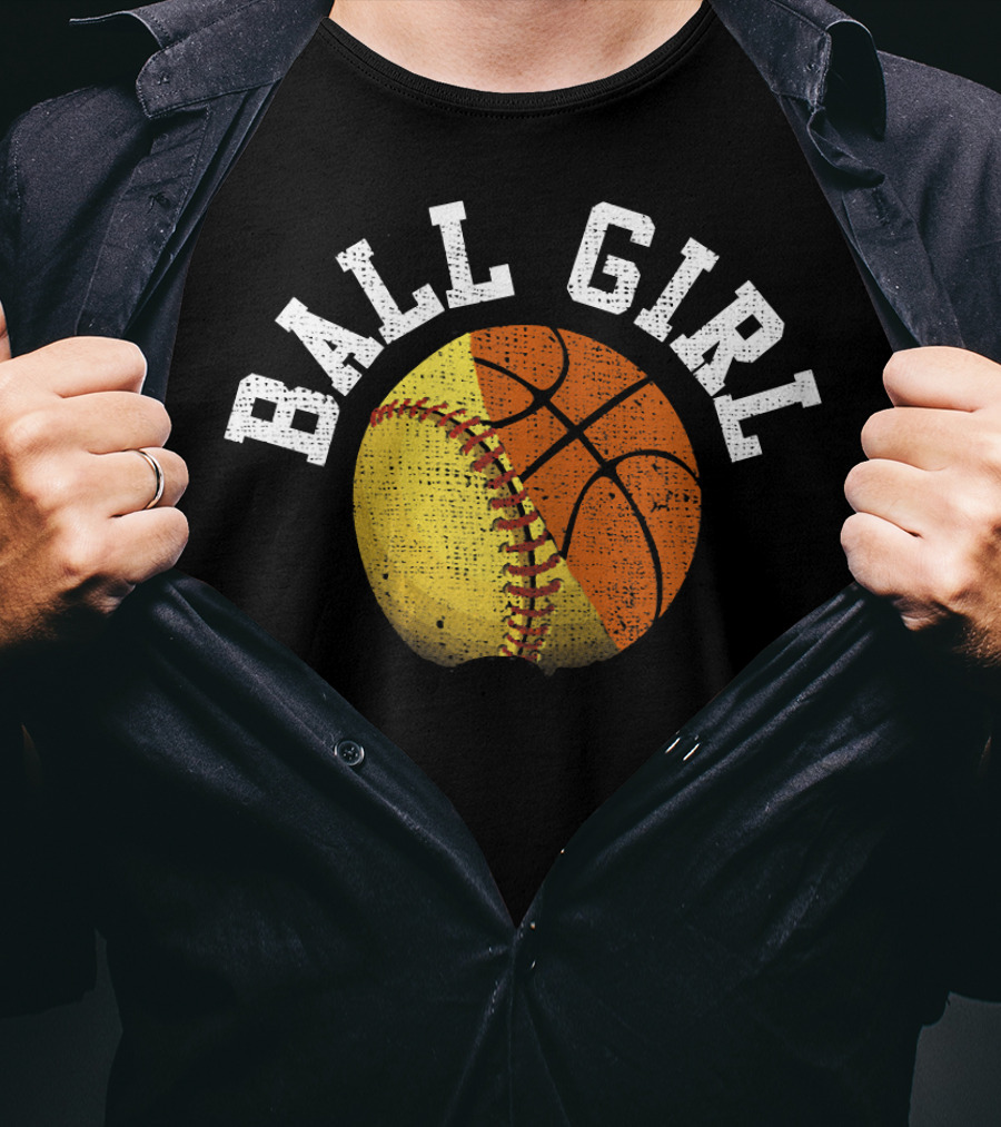 Ball Girl Funny Softball Basketball Combo T-Shirt