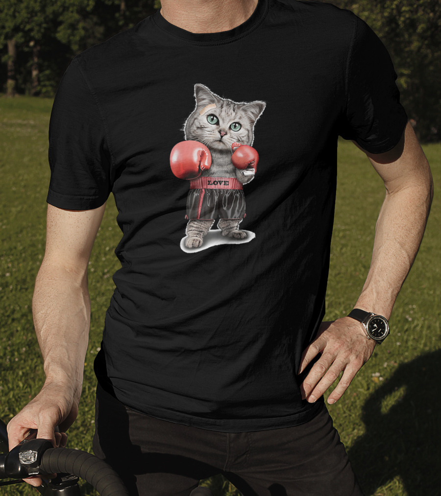 Funtacy Boxing Cat Love Gloves T-Shirt