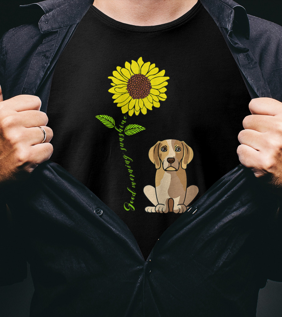 Good Morning Sunshine Beagle With Sunflower T-Shirt