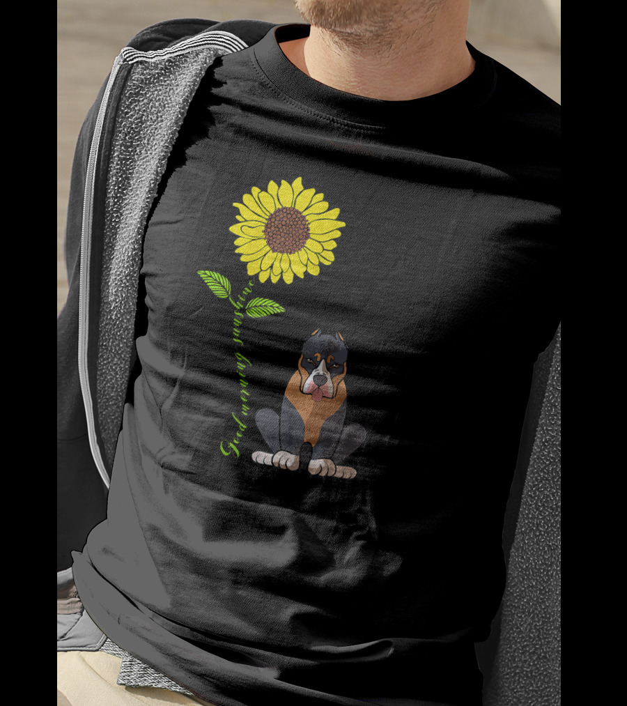 Good Morning Sunshine Pitbull With Sunflower T-Shirt