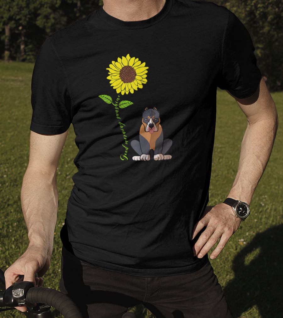 Good Morning Sunshine Pitbull With Sunflower T-Shirt