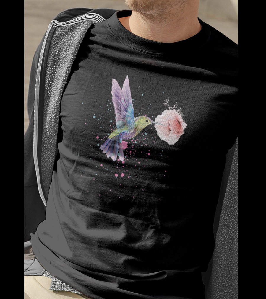 Hummingbird Valentines Day Romantic Flower Encounter T-Shirt
