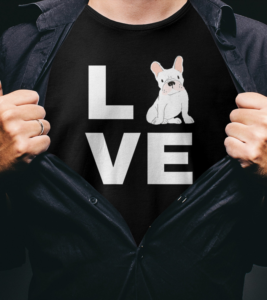 Love My Frenchie French Bulldog LVE With Cute Dog Image T-Shirt