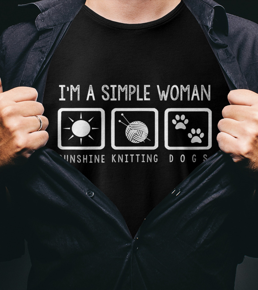 I'm A Simple Woman Sunshine Knitting Dogs T-Shirt