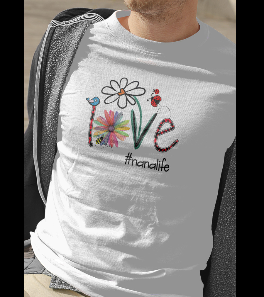 NaNa Life Love Bug Theme With Bee And Flowers Grandma T-Shirt