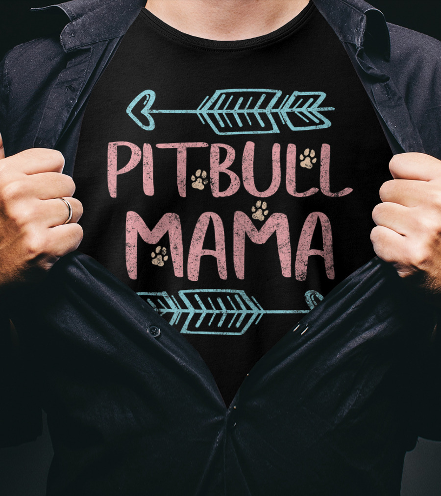 Pitbull Mama Pitbull Lover Dog Arrows Paws T-Shirt