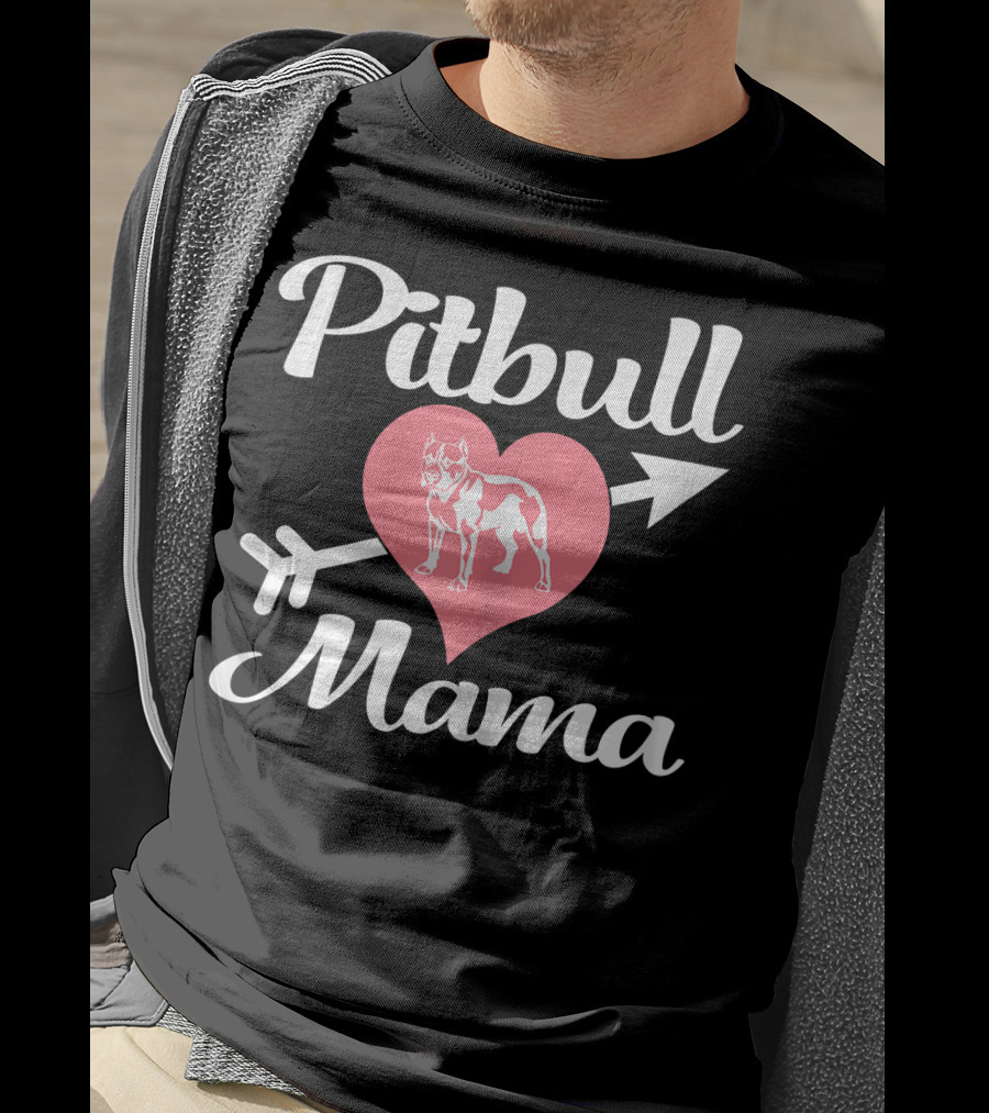 Pitbull Mama Heart With Arrow Pit Bull Lover T-Shirt