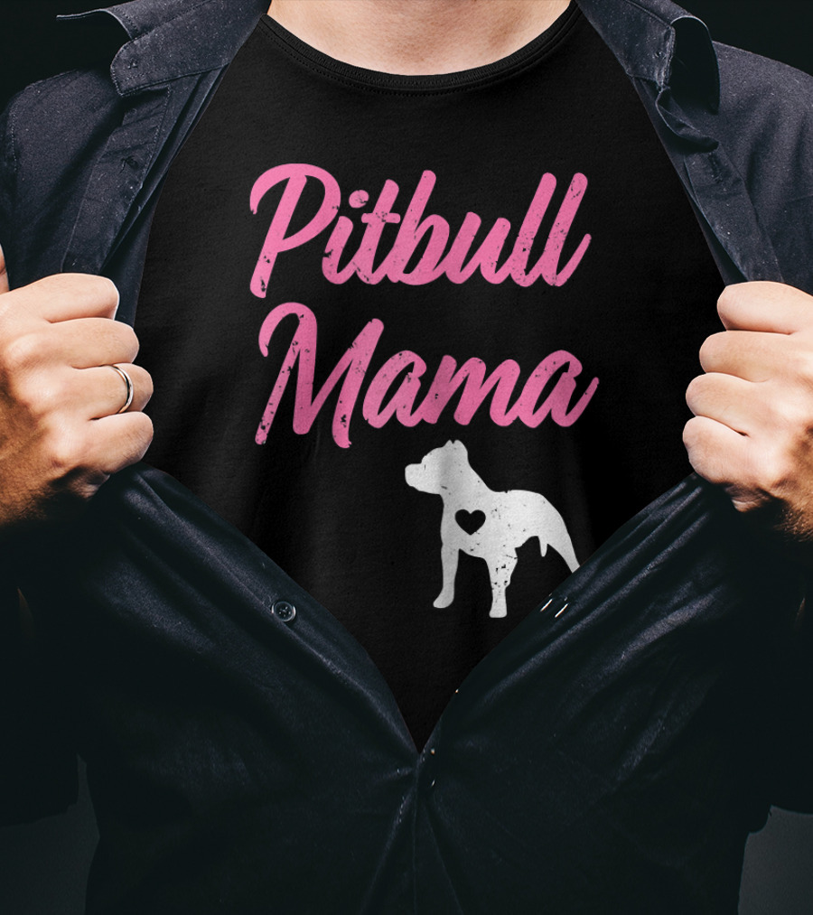 Pitbull Mama Women's Pit Bull Heart T-Shirt