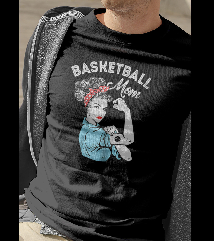 Basketball Mom Retro Strong Iconic Rosie Flexing T-Shirt