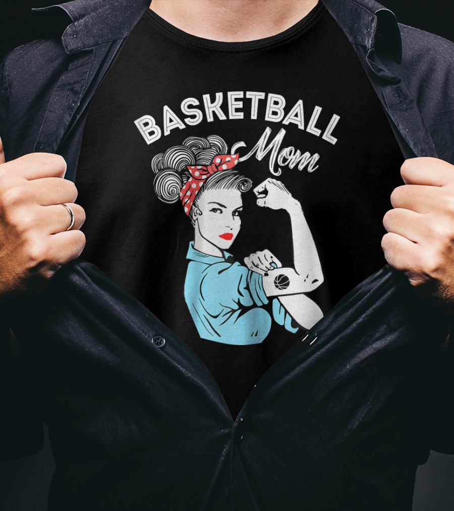 Basketball Mom Retro Strong Iconic Rosie Flexing T-Shirt