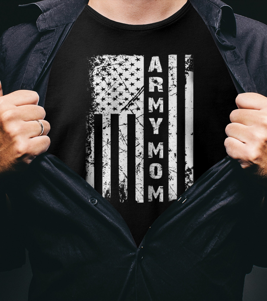 American Flag Army Mom T-Shirt