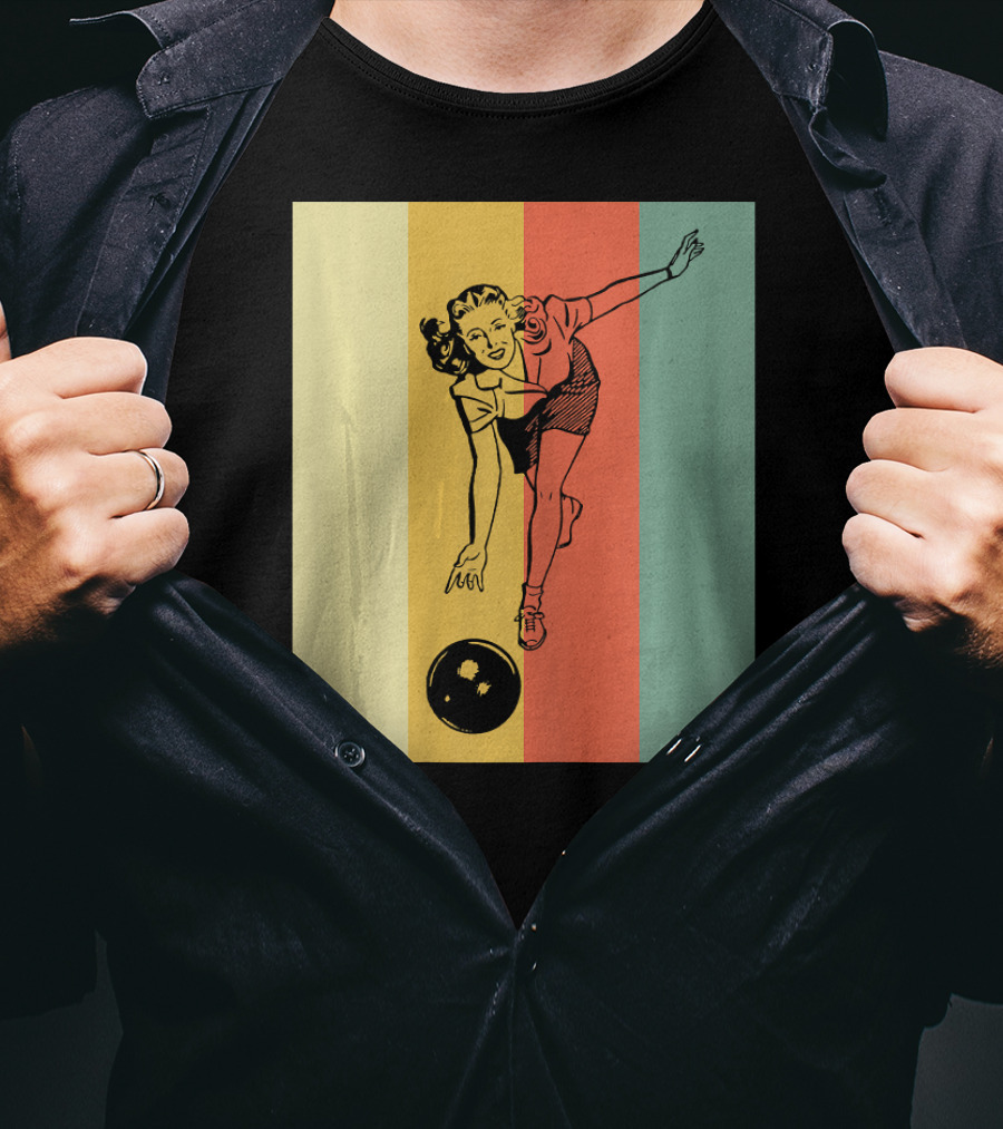 Vintage Bowling Bowlin Retro Style Bowler T-Shirt