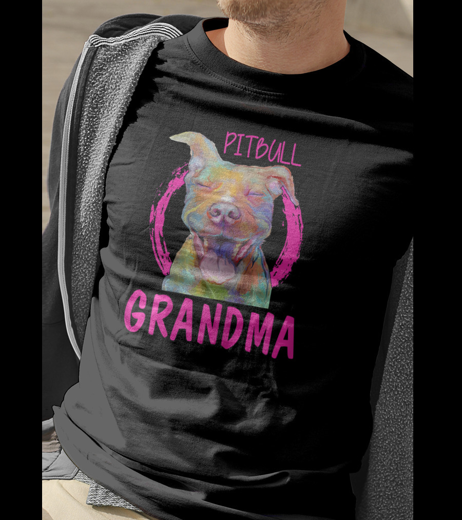 Pitbull Grandma Colorful Happy Dog T-Shirt