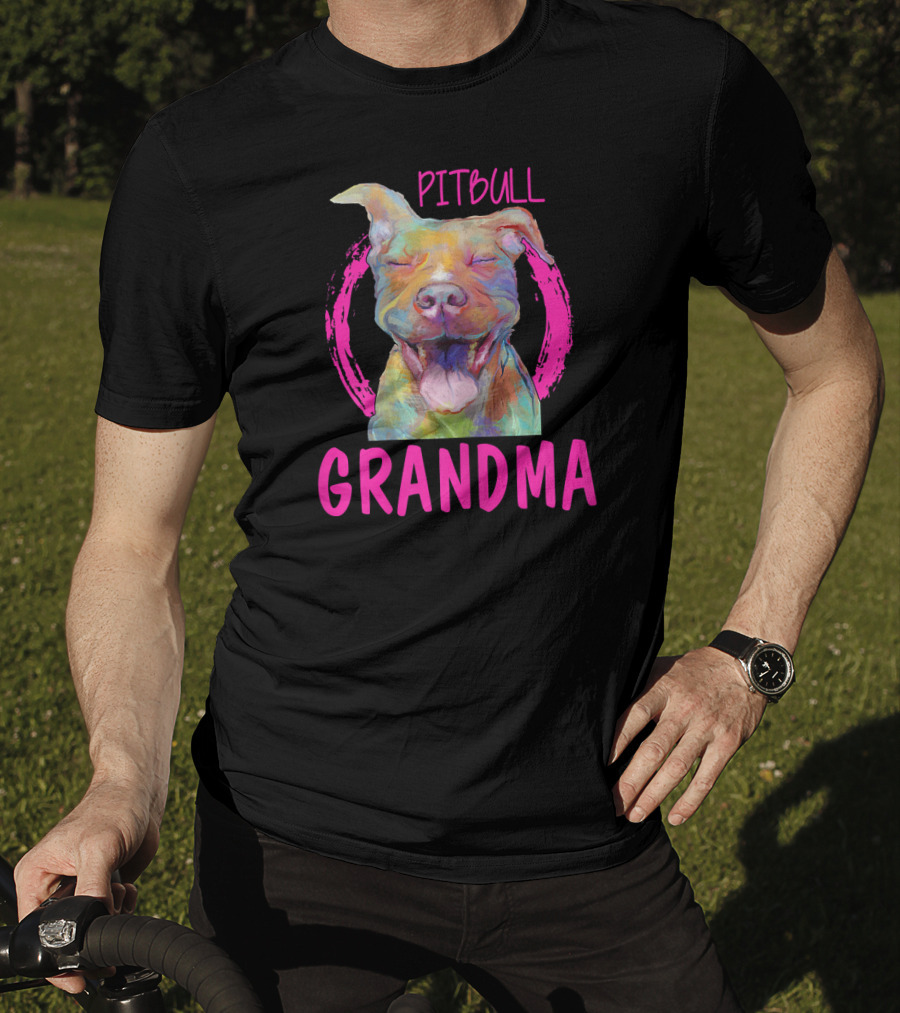 Pitbull Grandma Colorful Happy Dog T-Shirt