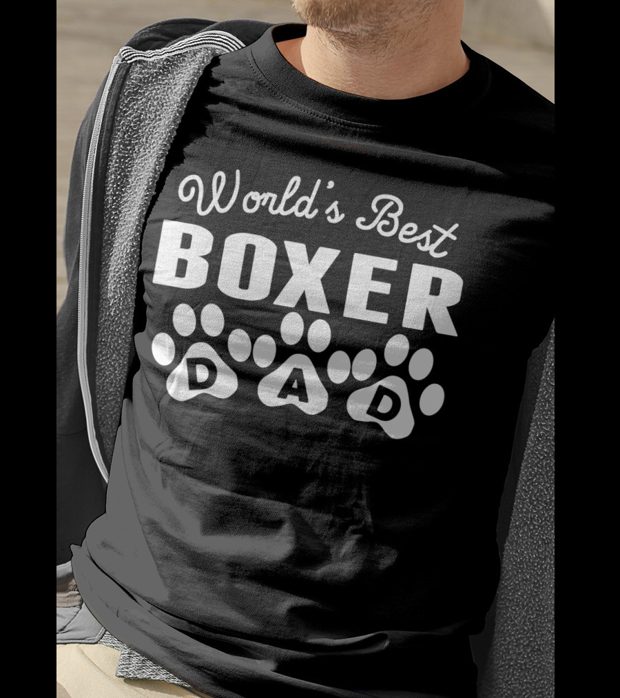 World's Best Boxer Dad Paw Prints T-Shirt