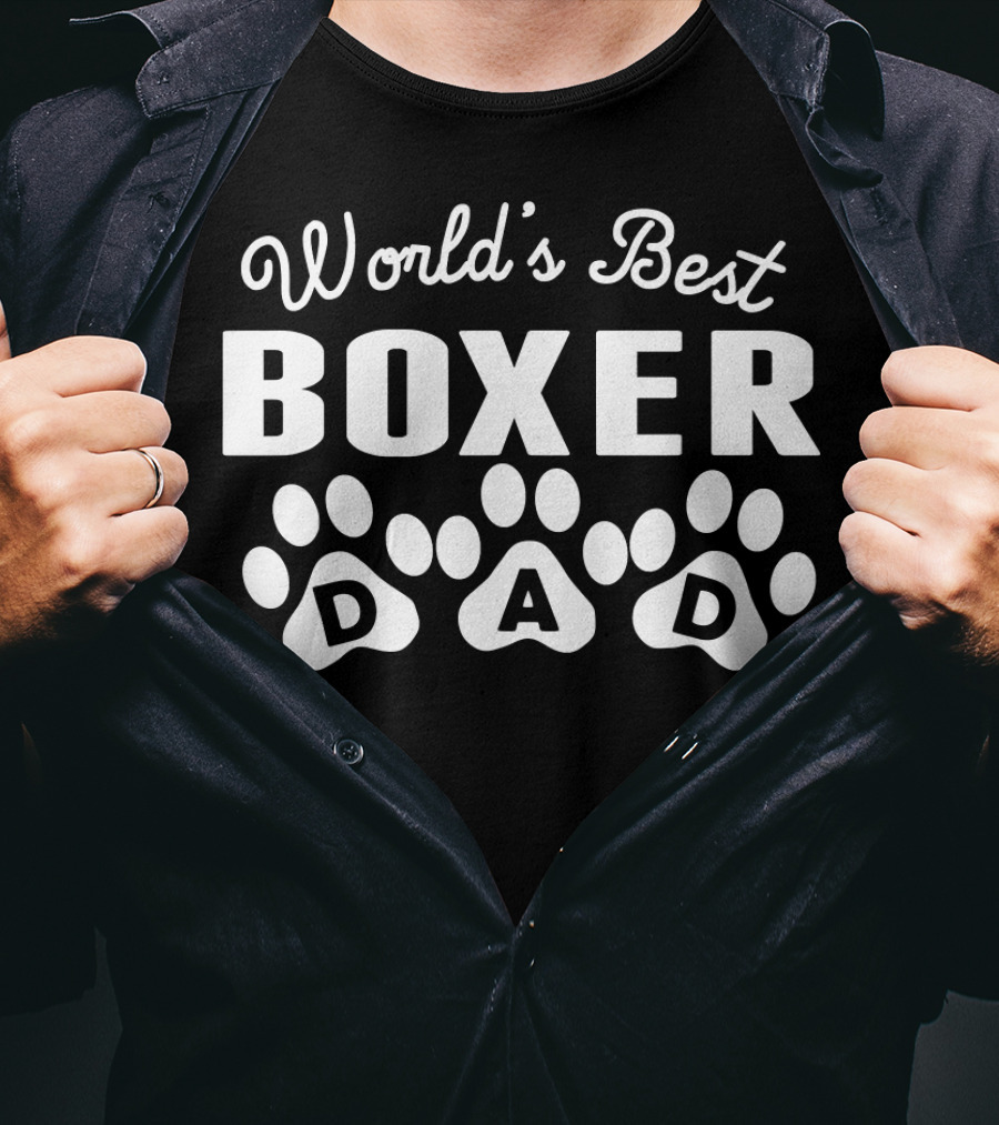 World's Best Boxer Dad Paw Prints T-Shirt