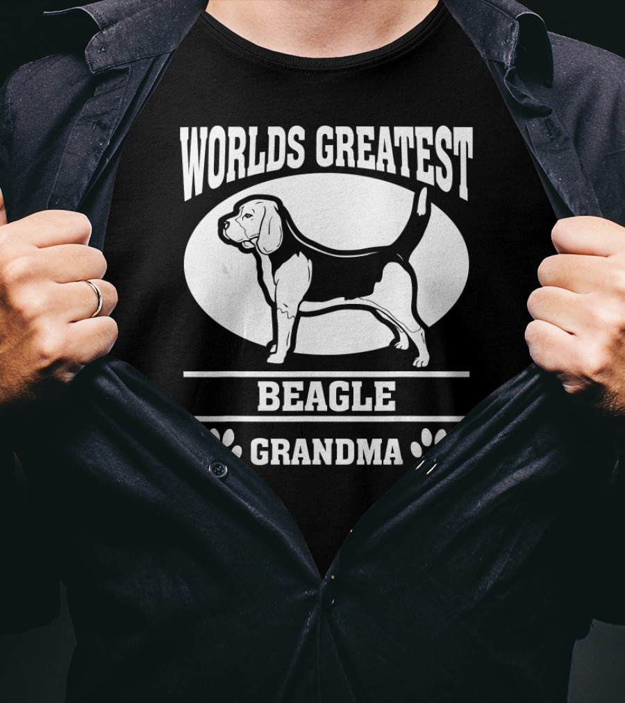 Worlds Greatest Beagle Grandma Dog Pawprints T-Shirt