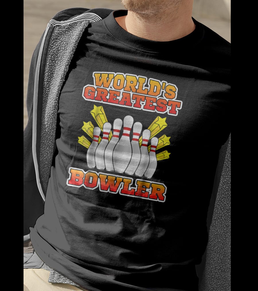 World's Greatest Bowler With Bowling Pins And Stars T-Shirt