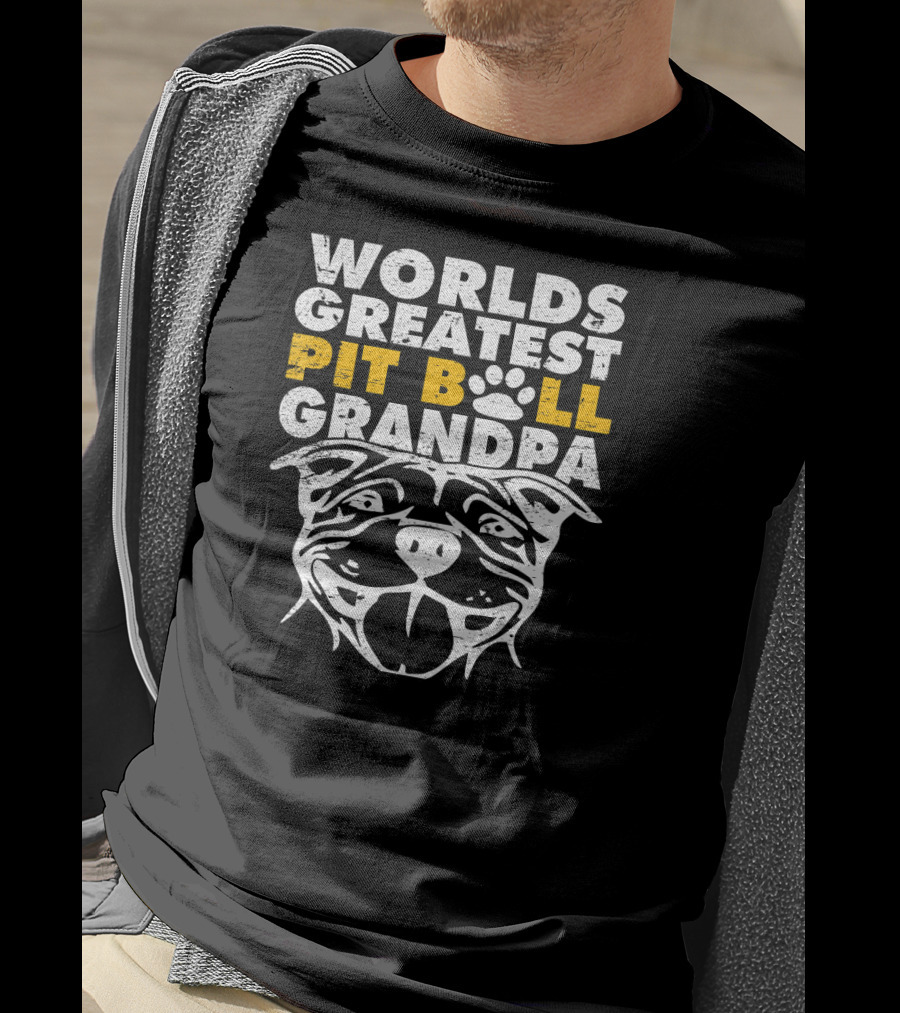 Worlds Greatest Pit Bull Grandpa Dog Love T-Shirt