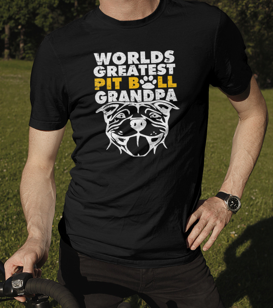 Worlds Greatest Pit Bull Grandpa Dog Love T-Shirt