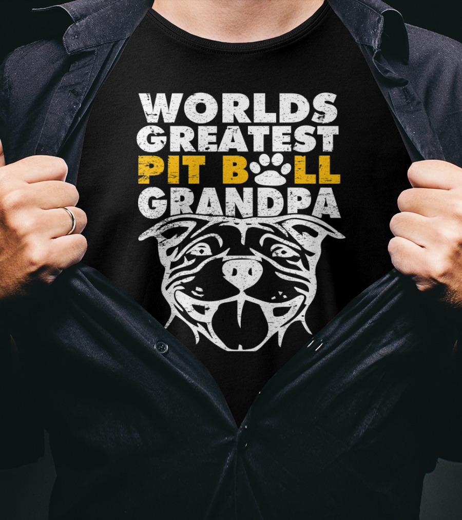 Worlds Greatest Pit Bull Grandpa Dog Love T-Shirt