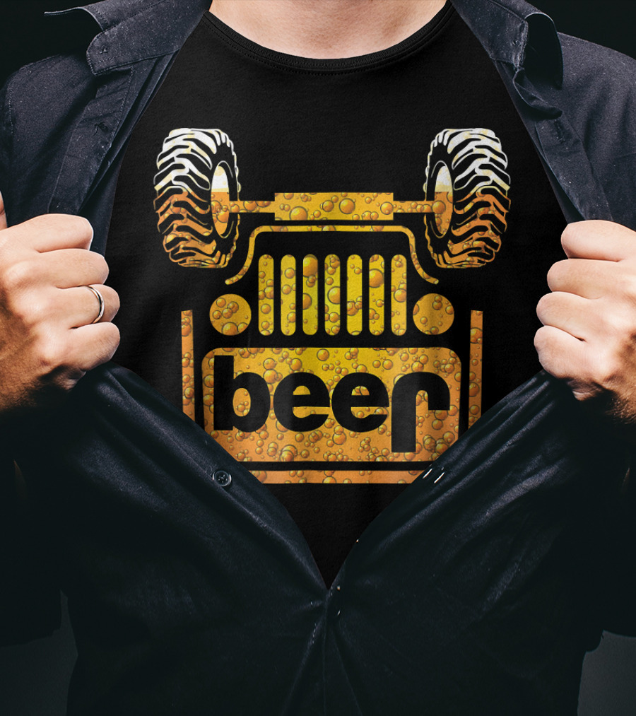 Wrecked Jeep Beer Bubbles And Tires T-Shirt