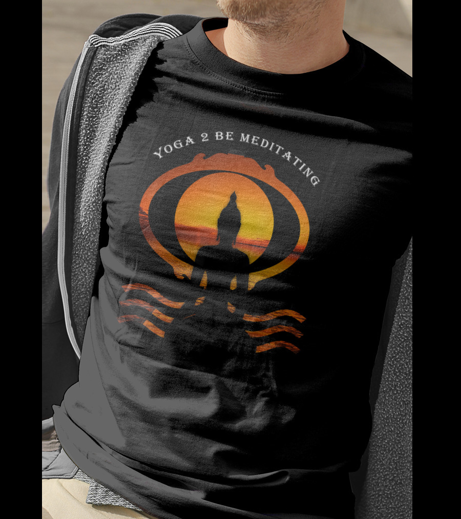 Meditating Yoga Silhouette At Sunset Spiritual Reflection T-Shirt
