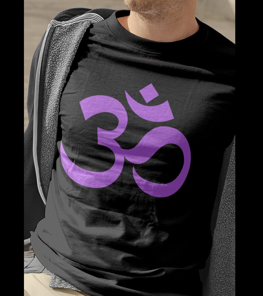 Yoga Aum OM Spiritual Symbol In Purple T-Shirt
