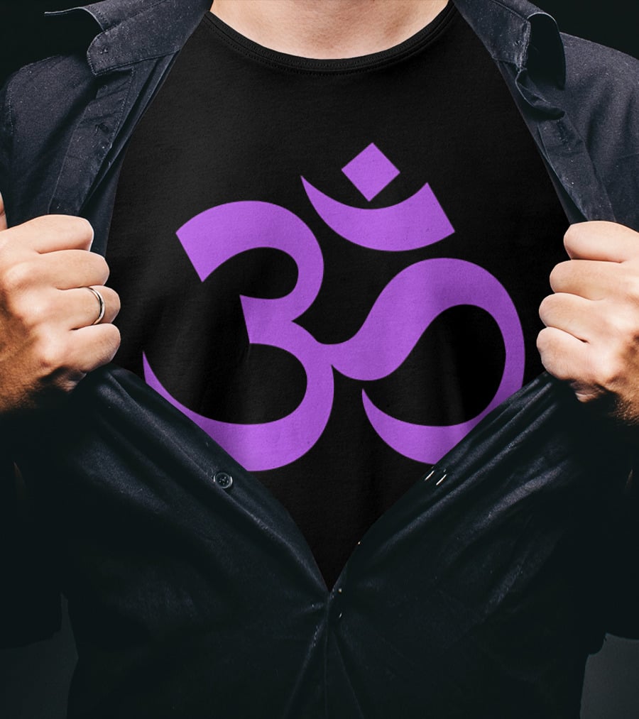Yoga Aum OM Spiritual Symbol In Purple T-Shirt