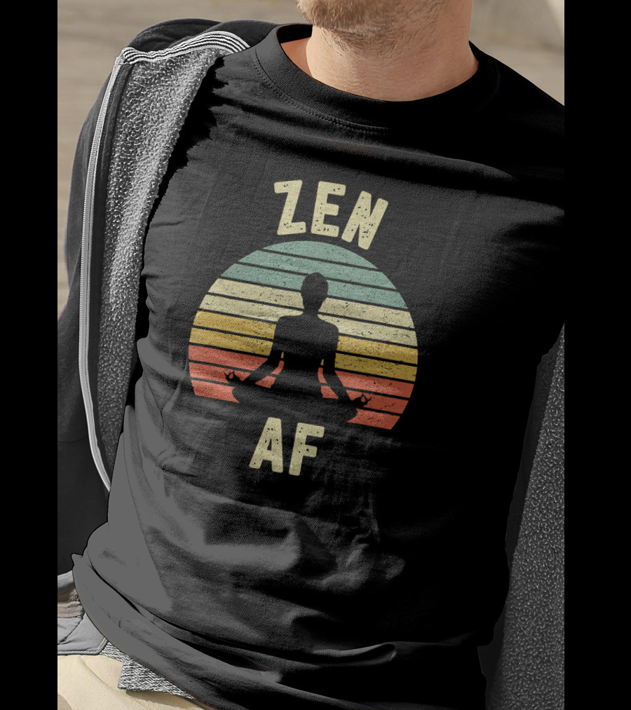 ZEN AF Yoga Retro Sunset Meditation T-Shirt