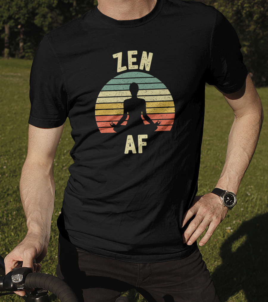 ZEN AF Yoga Retro Sunset Meditation T-Shirt