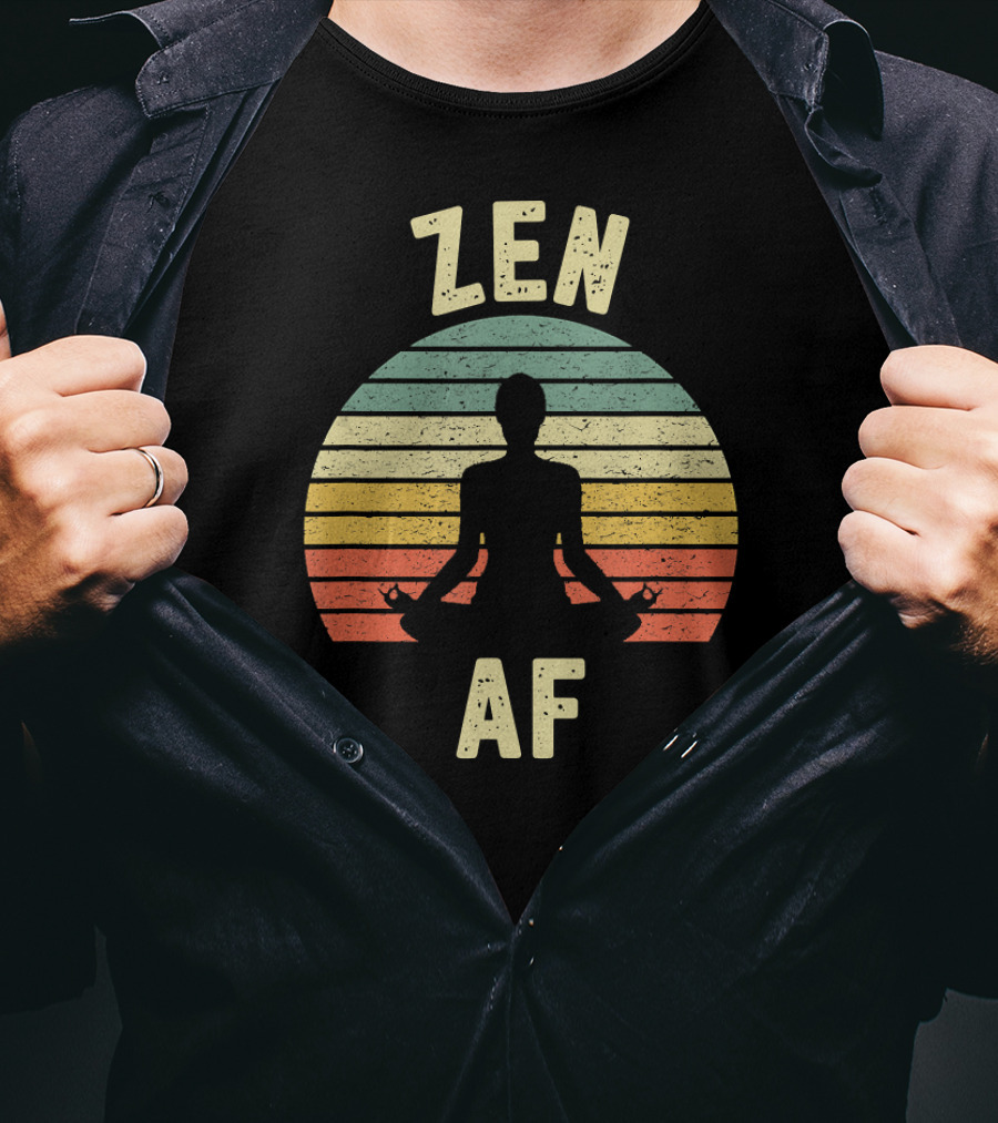 ZEN AF Yoga Retro Sunset Meditation T-Shirt