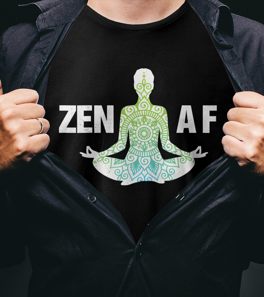 Zen AF Yoga Namaste Mandala Hippi Sitting Pose T-Shirt