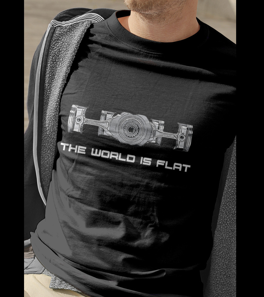 The World Is Flat Boxer Engine Concept Auto Race Car T-Shirt