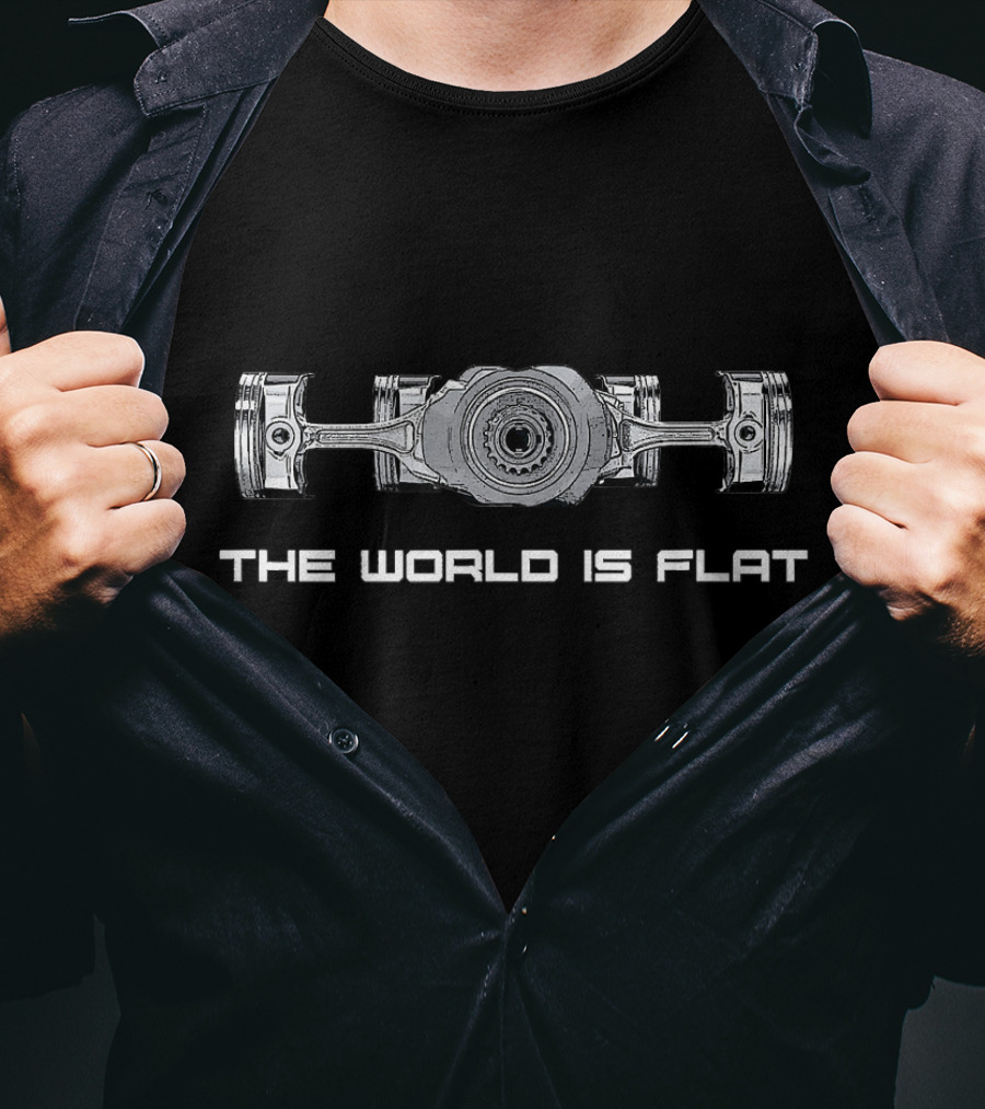 The World Is Flat Boxer Engine Concept Auto Race Car T-Shirt