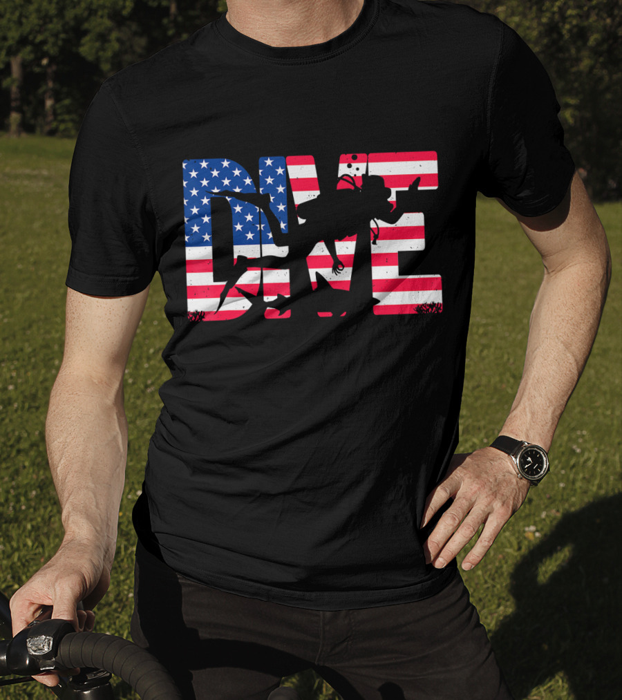 DIVE Scuba Diving Gear Equipment American Flag T-Shirt