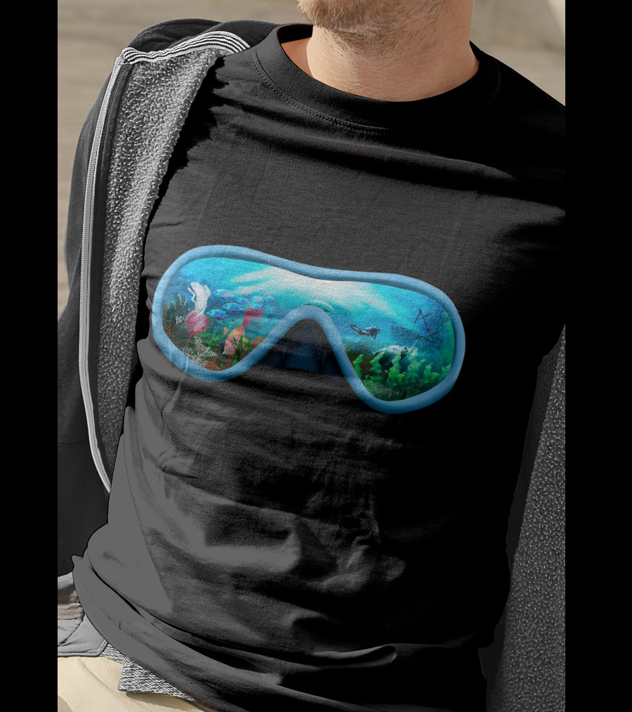 Scuba Diving Mask Underwater Adventure Coral Reef With Diver T-Shirt