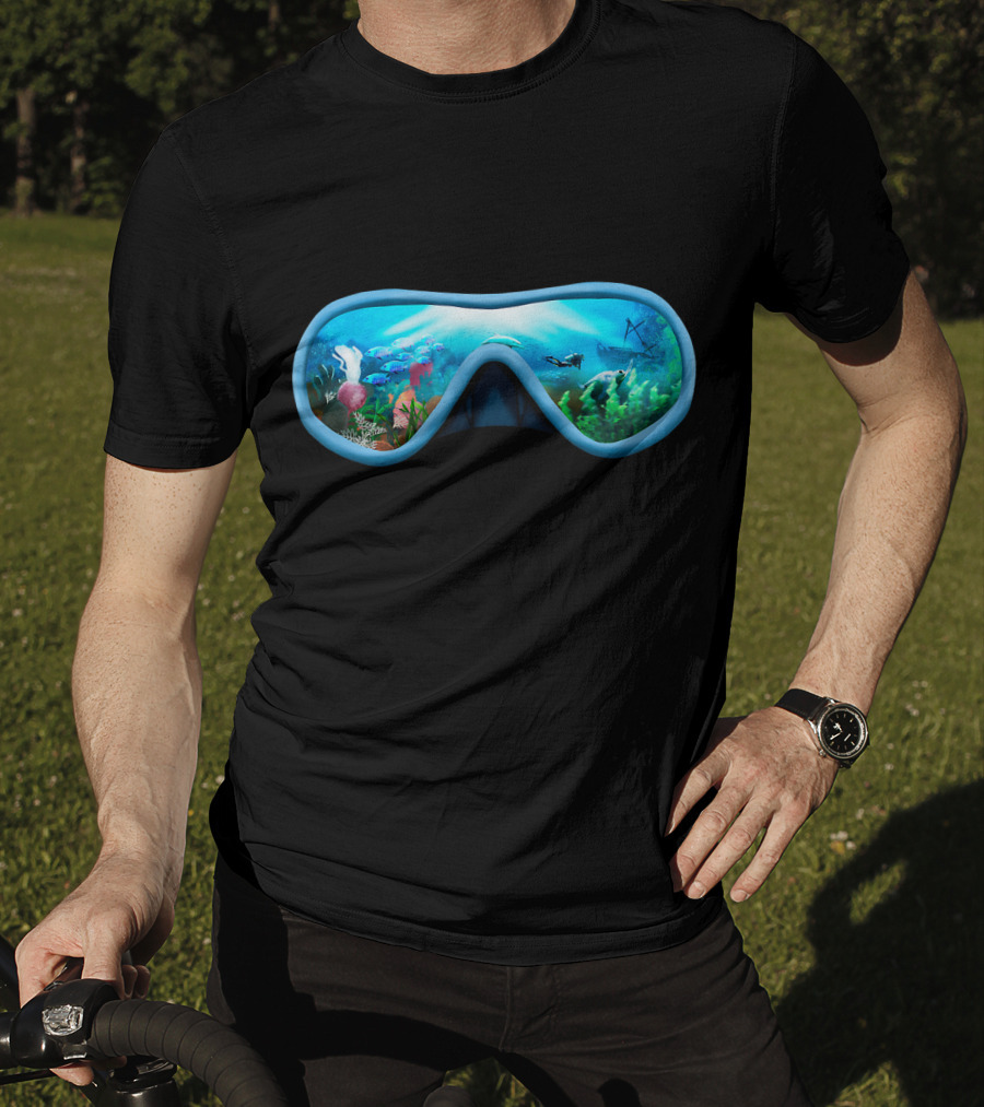 Scuba Diving Mask Underwater Adventure Coral Reef With Diver T-Shirt