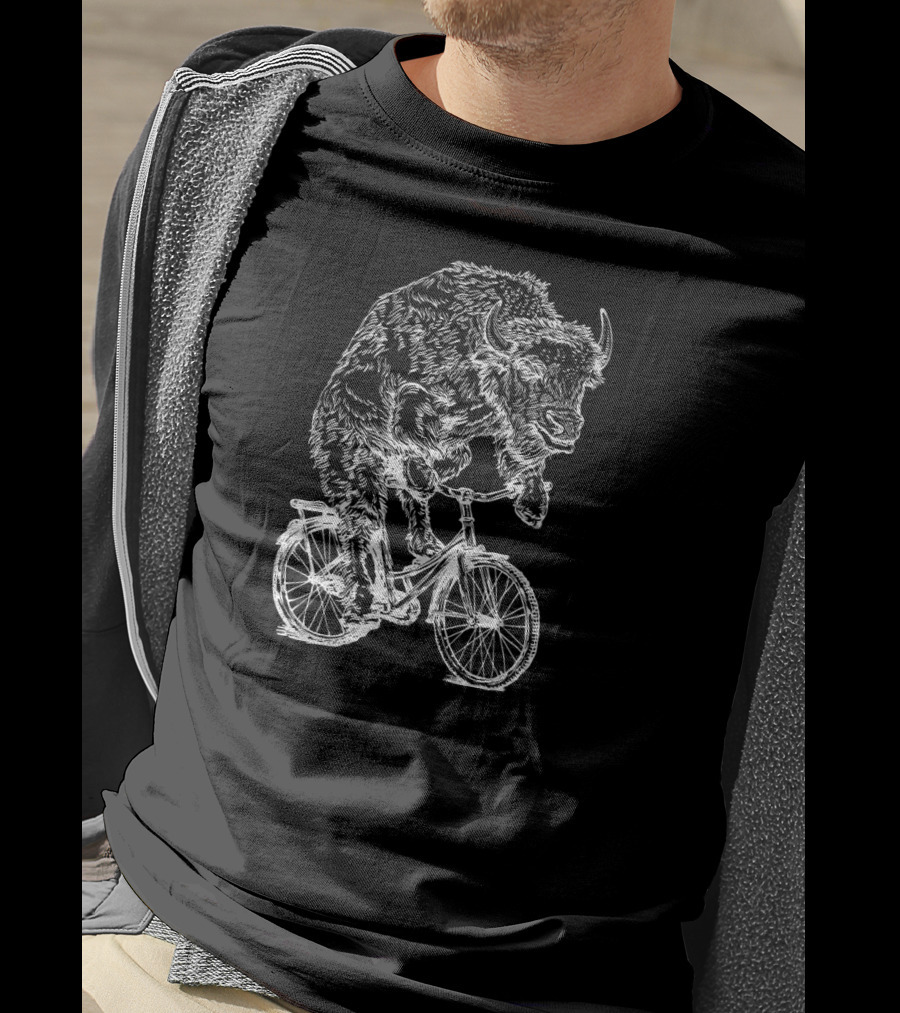 SEEMBO Bison Riding Bicycle Cyclist T-Shirt