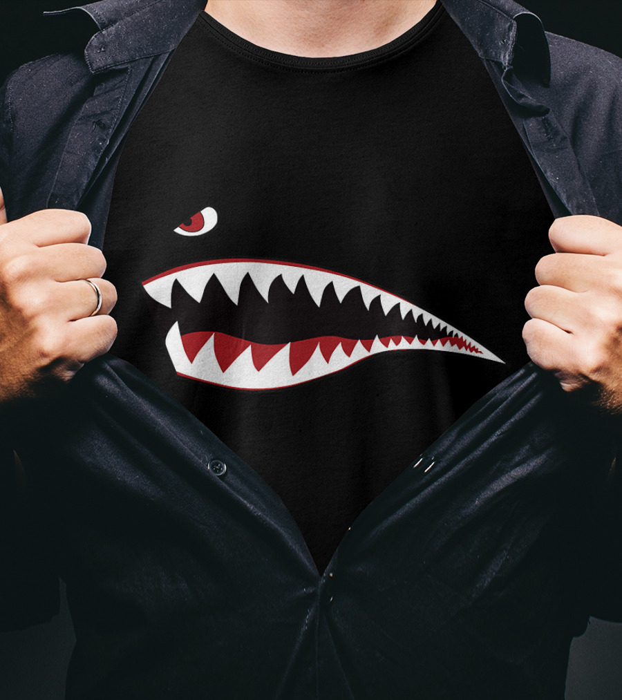 Shark Nose Art WWII Green Military Airplane Iconic T-Shirt