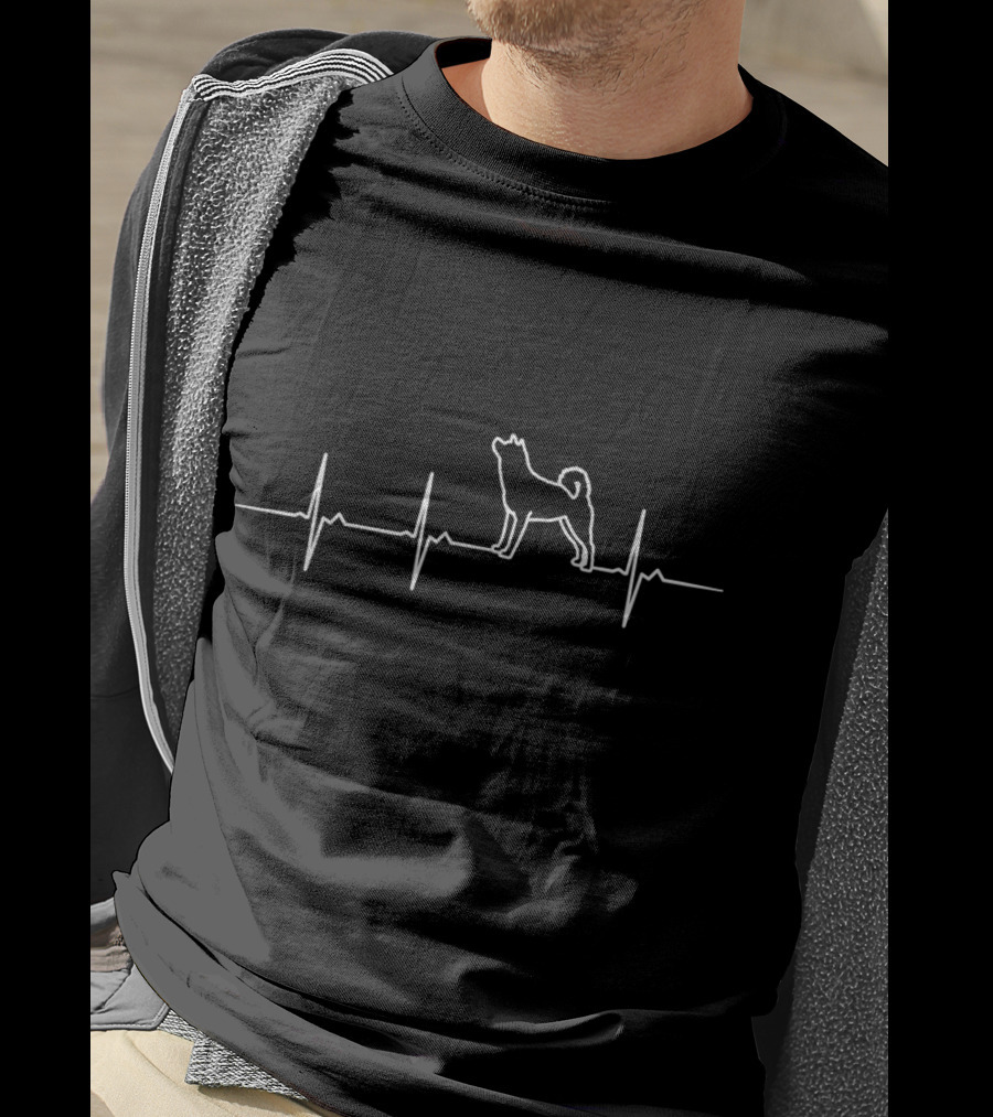 Shiba Inu Akita Heartbeat Line T-Shirt