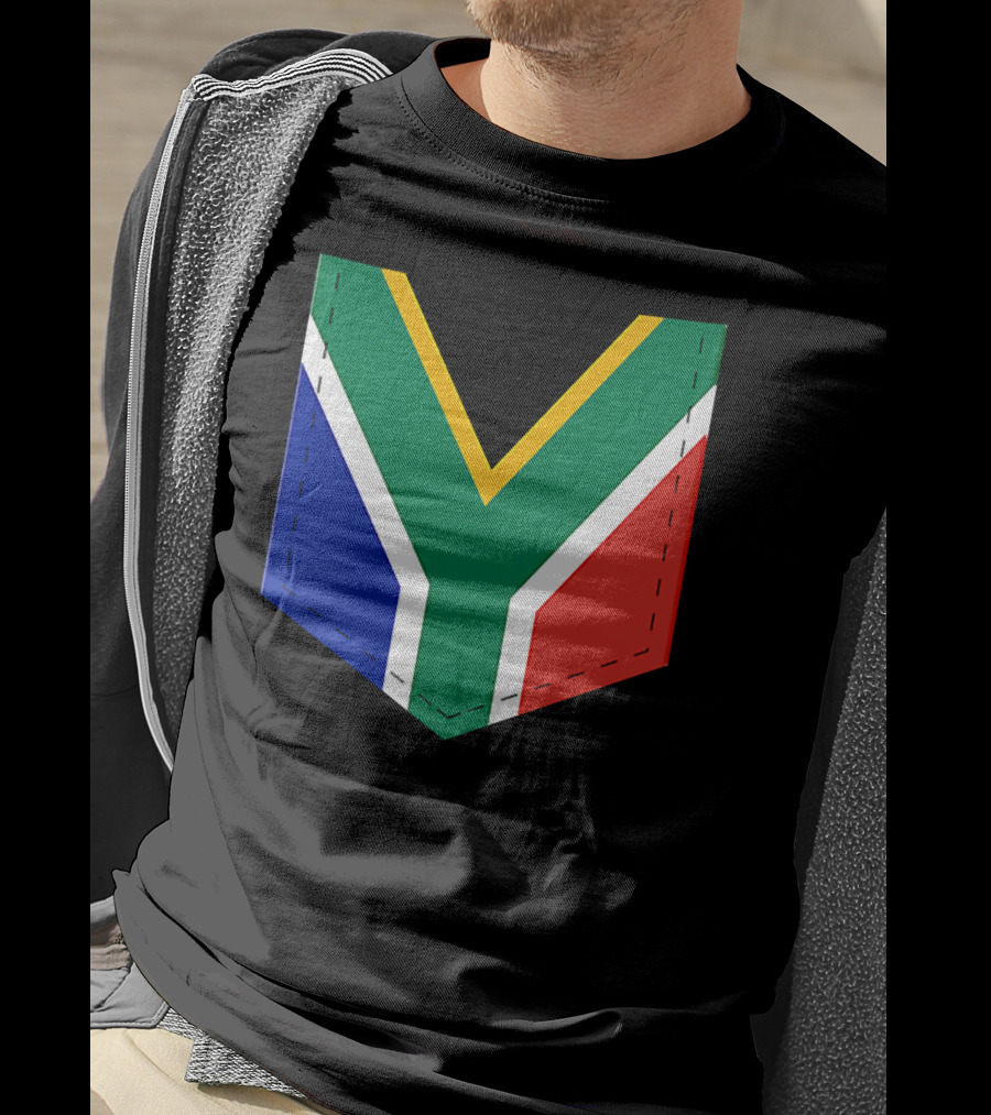 South Africa Flag Pocket Style With Printed Sout T-Shirt
