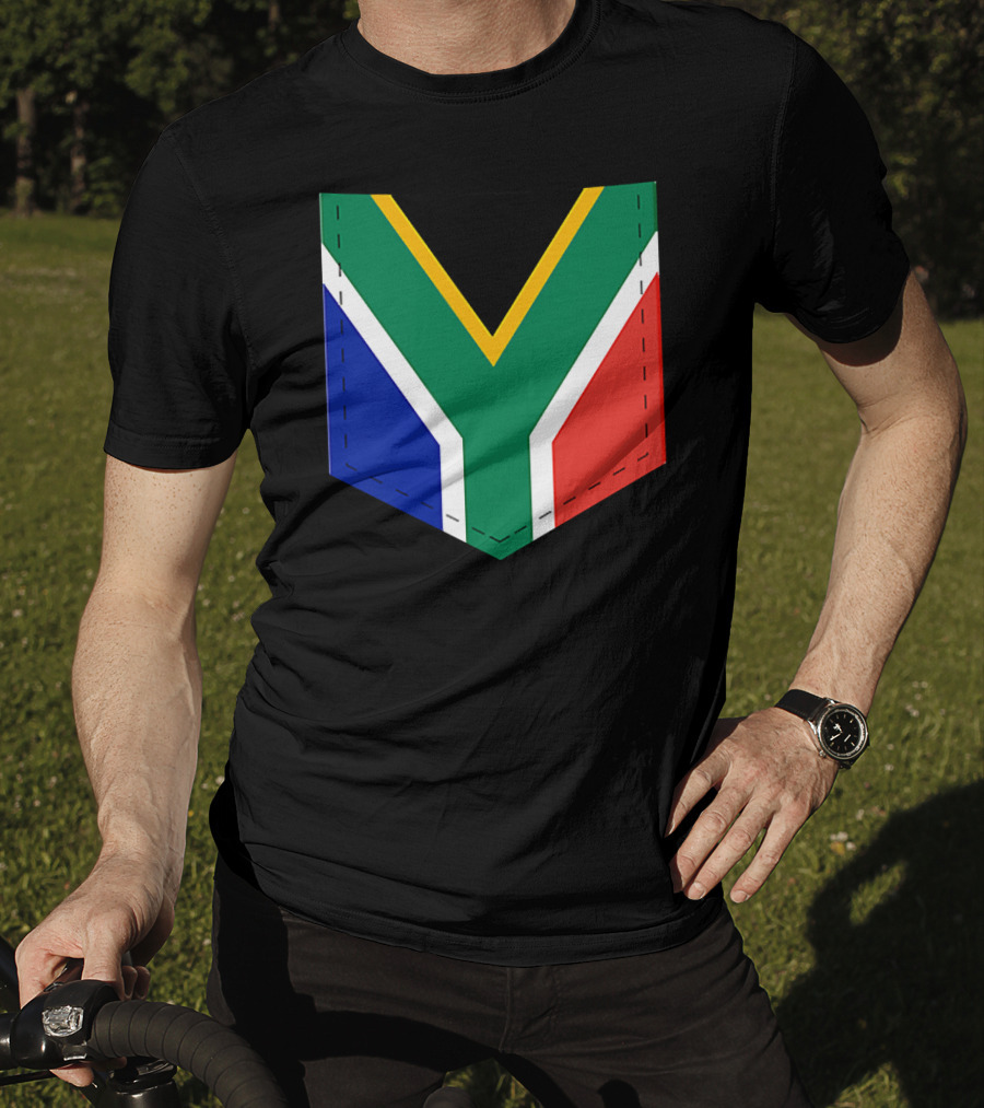South Africa Flag Pocket Style With Printed Sout T-Shirt