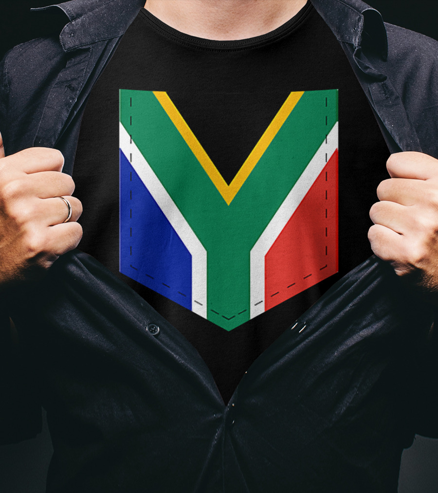 South Africa Flag Pocket Style With Printed Sout T-Shirt