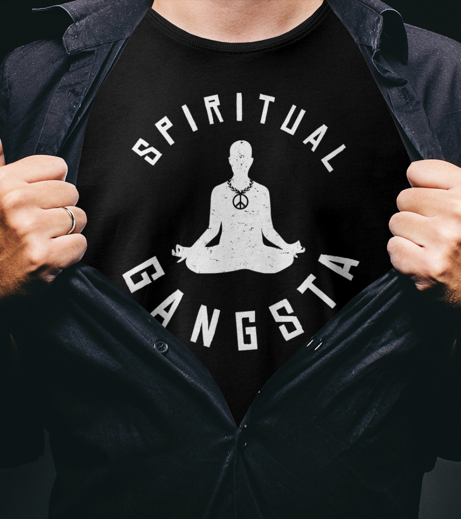 Spiritual Gangsta Peace Symbol Meditation Pose T-Shirt