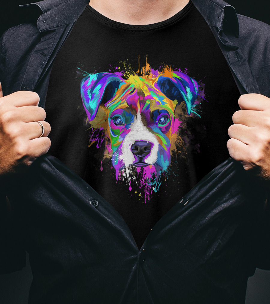 Colorful Splash Boxer Dog Pup Lover T-Shirt